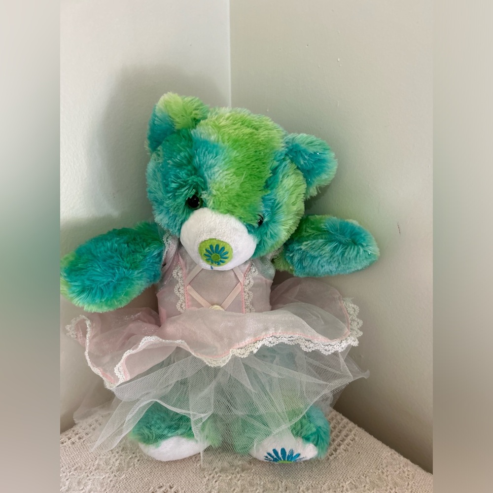 Build-A-Bear Green Ballerina Bear Stuffed Plush Green Pink